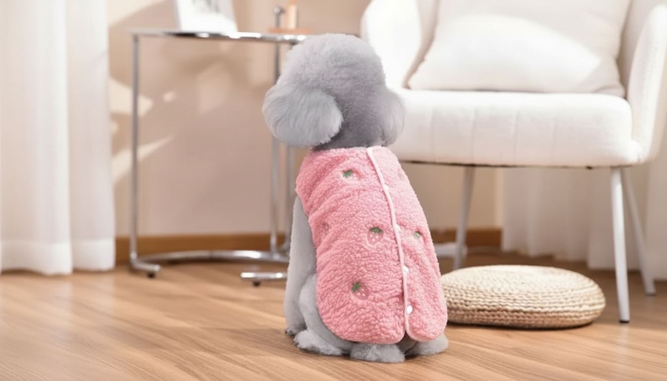 Strawberry Teddy Fleece Dog Hoodie for Small Pets
