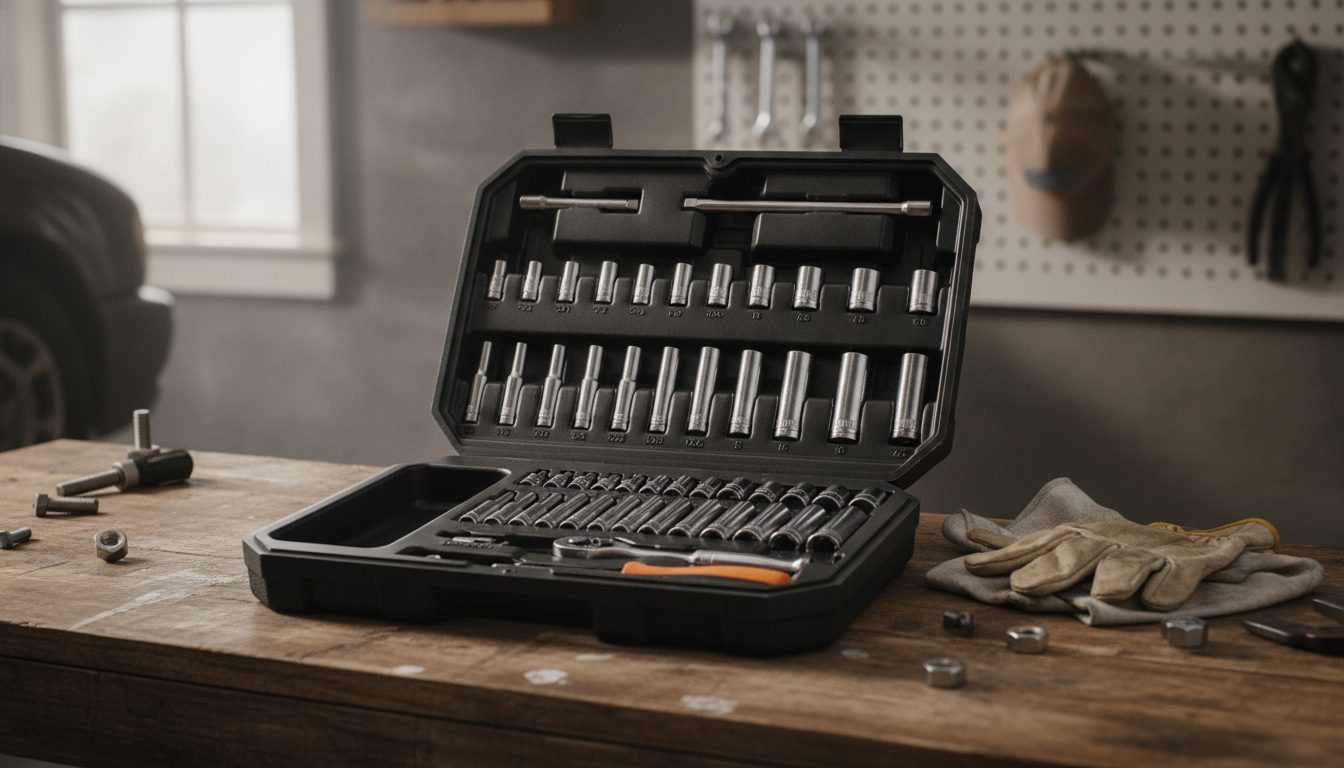 54-Piece SAE/Metric Socket Set with Ratchet & Case
