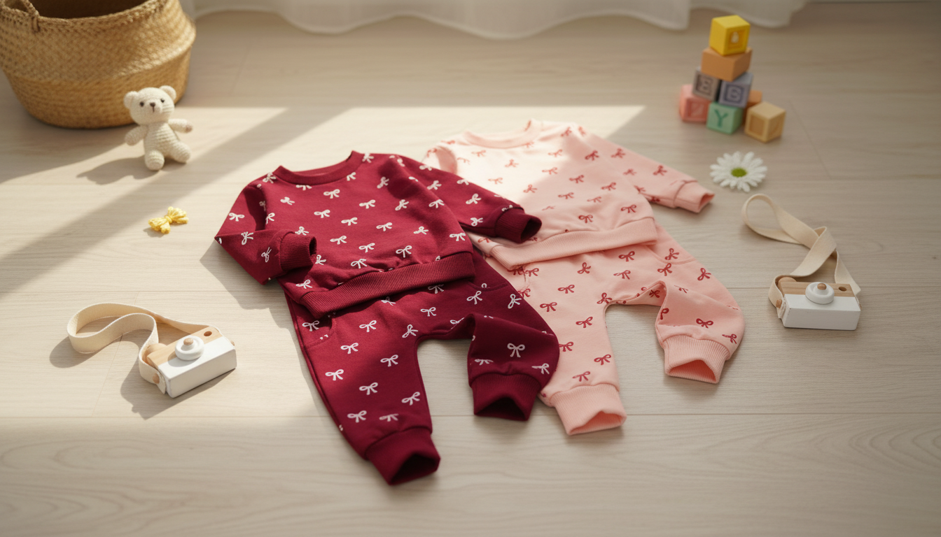 Cute Bow-Print Fall Outfit Set for Toddler Girls