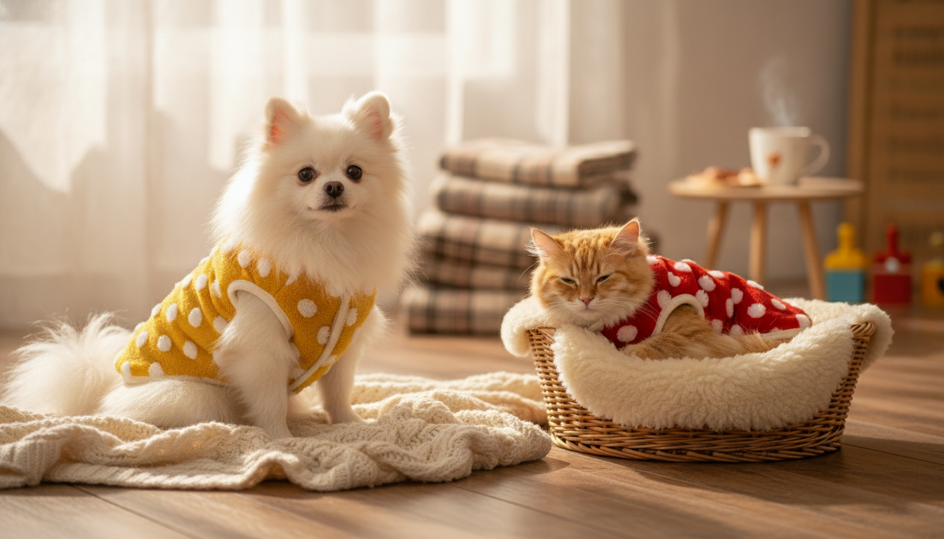 Cozy Polka Dot Plush Winter Coat for Small Dogs & Cats