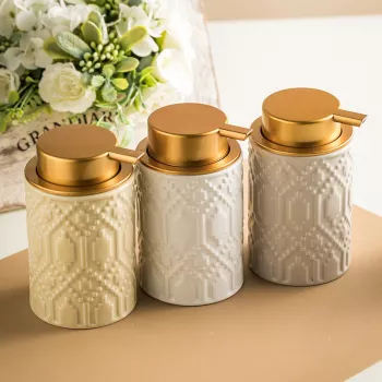 Geometric Ceramic Foaming Soap Dispenser for Sink Style